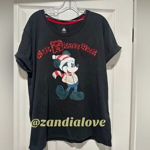 Disney Parks Christmas Mickey Mouse Sequined Holiday Shirt 1X NEW 2021